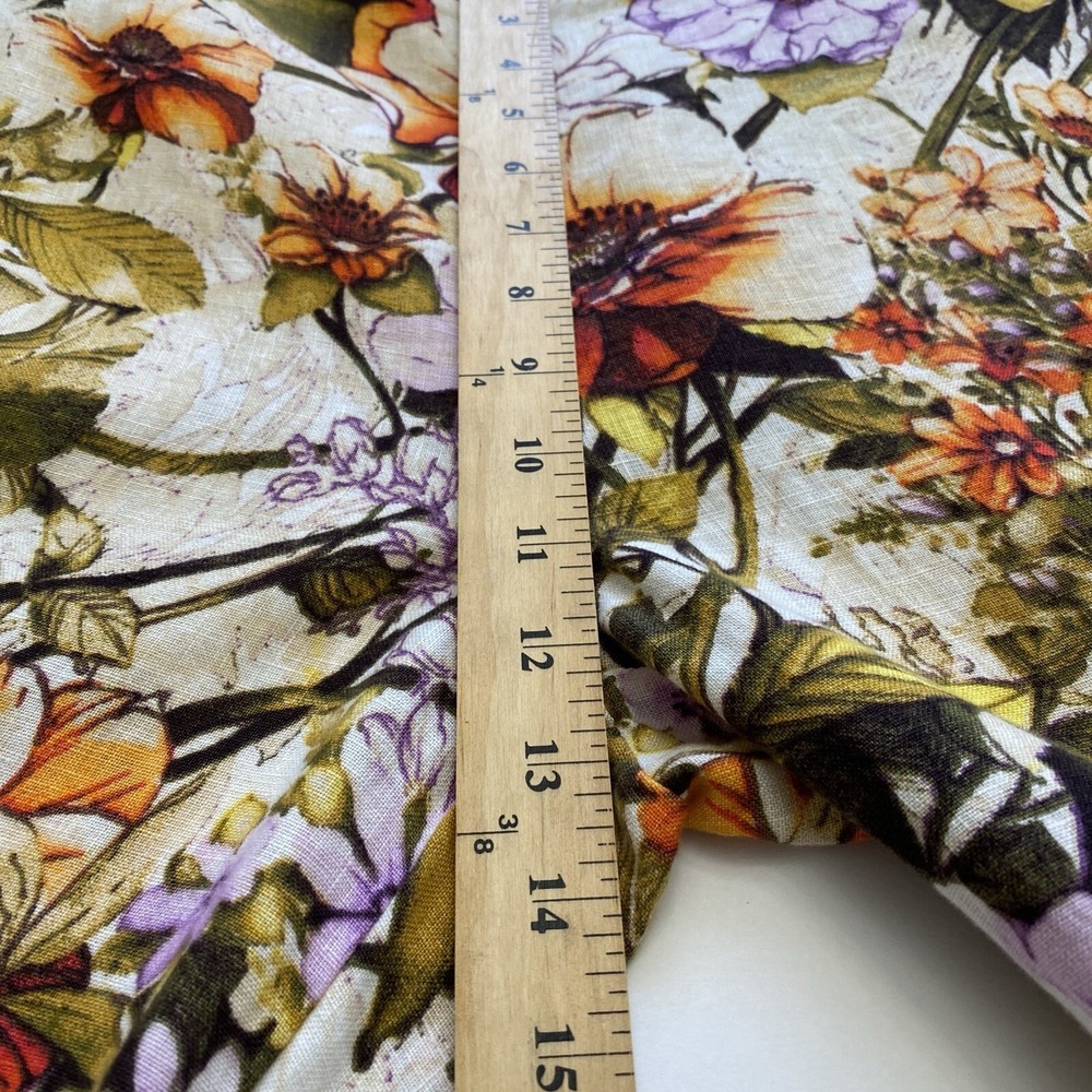 Chico's Womens Boho Linen Floral Straight Leg Pants Size 10‎ Coastal Lagenlook - Picture 10 of 11